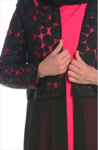 Ensemble Tunique Veste Habillé 4166-03 Fushia Noir 4166-03