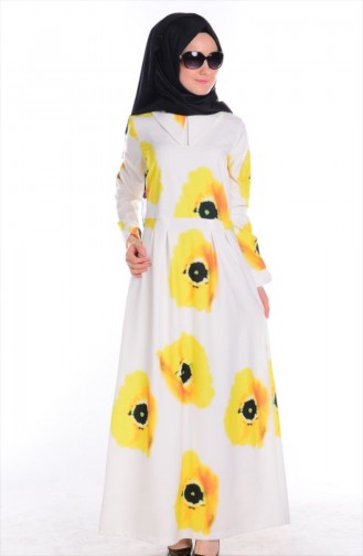 Hijab Kleid Şükran 4165-01 Gelb Schwarz 4165-01