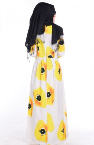 شوكران فستان بتصميم مُطبع 4165-01 لون أصفر و أسود 4165-01