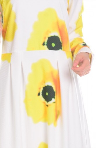 شوكران فستان بتصميم مُطبع 4165-01 لون أصفر و أسود 4165-01