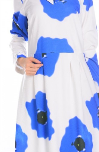 Robe Hijab Şükran 4165-03 Bleu Roi Noir 4165-03