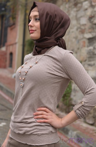 Mevsimlik Penye Tunik 0387-04 Vizon