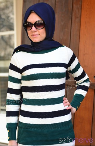 Triko Kazak 8012-01 Krem Yeşil