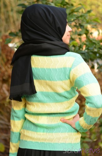 Triko Kazak 0545-28 Mint Yeşil Sarı