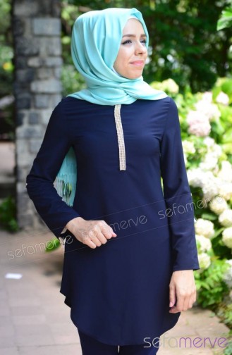 Hijab Tunic Zernişan 4132-03 Navy Blue 4132-03