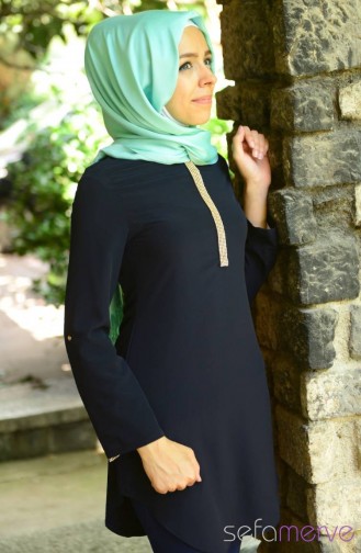 Hijab Tunic Zernişan 4132-03 Navy Blue 4132-03