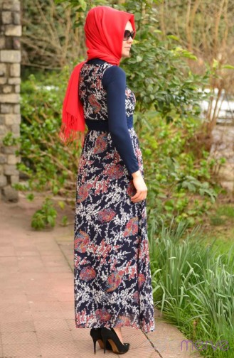 فستان أزرق كحلي 3045-02