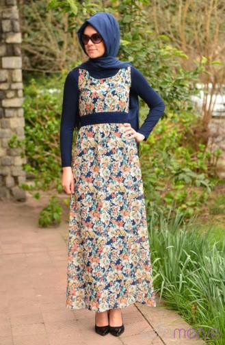 فستان أزرق كحلي 3045-05