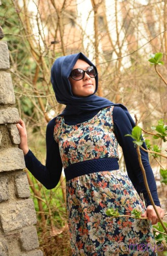 فستان أزرق كحلي 3045-05