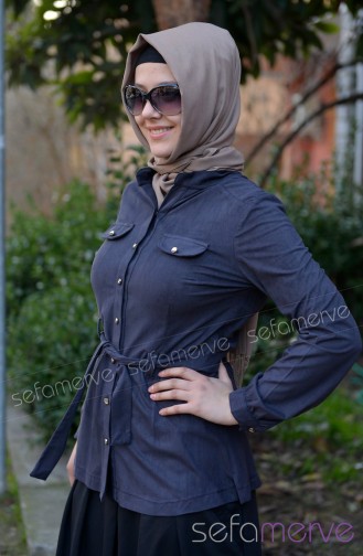 Long Tunic and Combination Shirt JNTT 3112-02 Navy Blue 3112-02 
