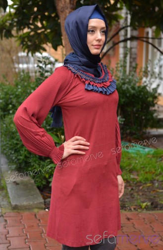 Uzun Tunikler ve Kombinler Tunik JNTT 9106-02 Bordo
