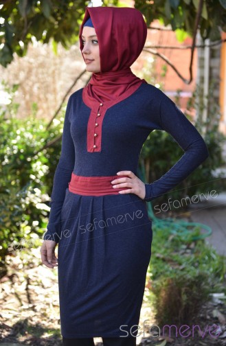Uzun Tunikler ve Kombinler Tunik JNTT 9158-01 Laci-Bordo