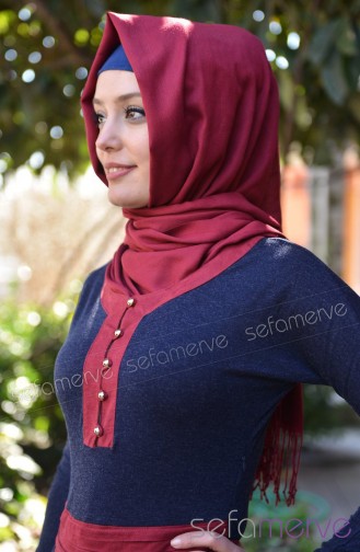 Uzun Tunikler ve Kombinler Tunik JNTT 9158-01 Laci-Bordo