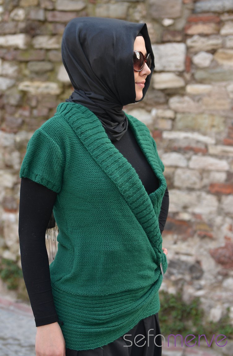 Uzun Tunikler Ve Kombinler Kazak Jntt 9205 06 Yesil Sefamerve