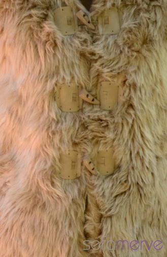 Hooded Fur Vest 4040-01 Ecru 4040-01
