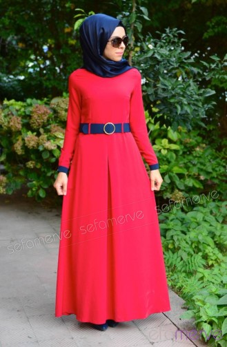 Weinrot Hijab Kleider 5269-06