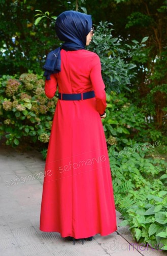 Weinrot Hijab Kleider 5269-06