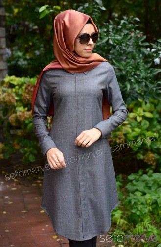 Tesettür Tunik Zernişan 4242-01 Gri