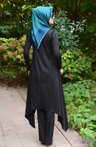 Dilber Tesettür Anne Kız Kombin Tunik 4595 01 Siyah