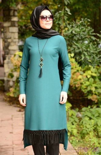 Tesettür Tunik Hems 3075-02 Yeşil