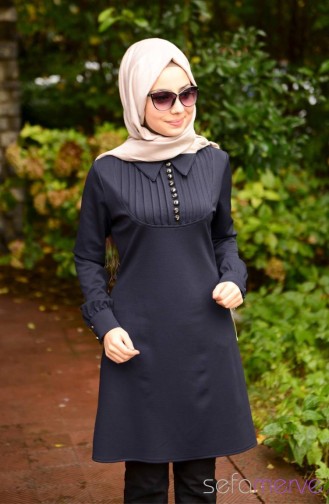 Tesettür Tunik Zernişan 4256-01 Lacivert