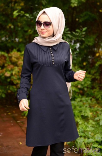 Tesettür Tunik Zernişan 4256-01 Lacivert