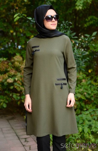 Tesettür Tunik 4256-05 Haki Yeşil