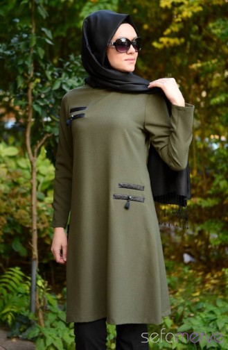 Tesettür Tunik 4256-05 Haki Yeşil