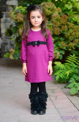 Dilber Tesettür Elbise Anne Kız 4592-01 Eflatun