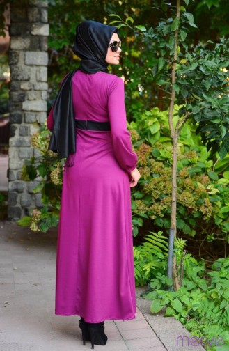 Dilber Tesettür Elbise Anne Kız 4592-01 Eflatun