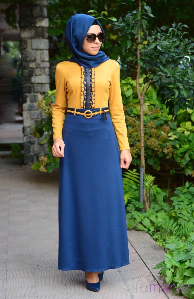 Saffron Colored Hijab Dress 705602 Sefamerve