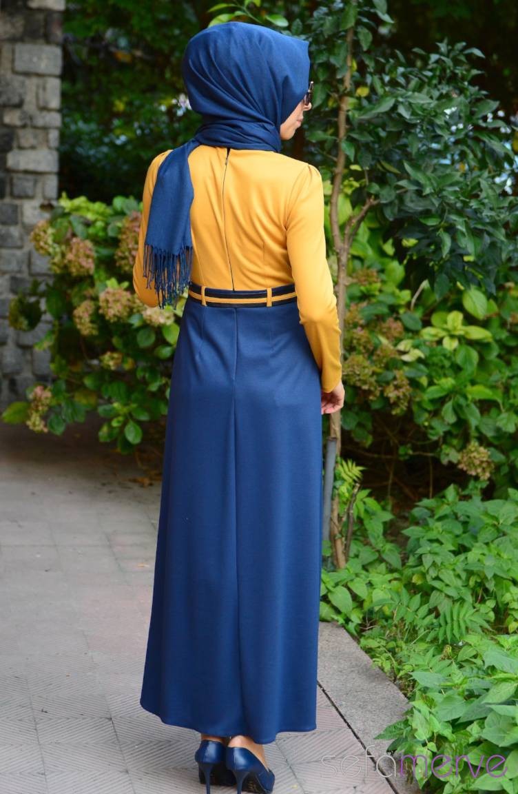 Saffron Colored Hijab Dress 705602 Sefamerve