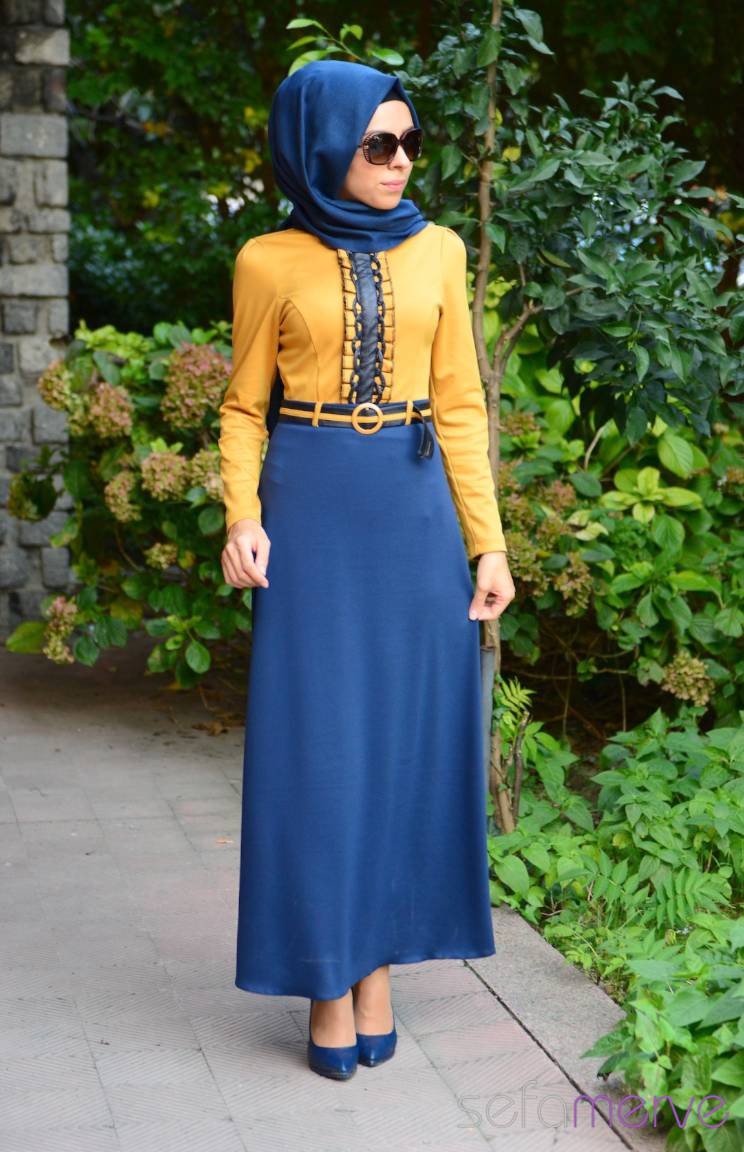 Saffron Colored Hijab Dress 705602 Sefamerve