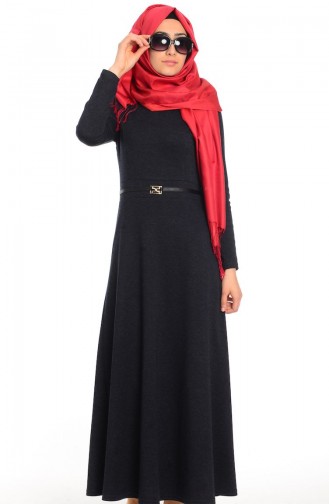 Schwarz Hijab Kleider 8031-03
