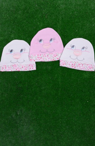 Üçlü Paket Bebek Şapka 3001-02 Pembe
