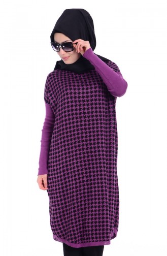 Tesettür Triko Tunik 3588-11 Mor