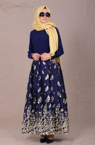 Dark Navy Blue Hijab Dress 5A019-01