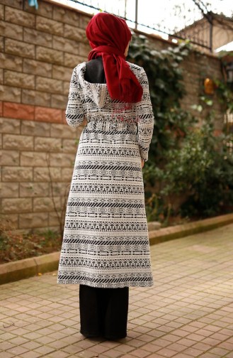 Tesettür Hırka 9236-03 Siyah Beyaz