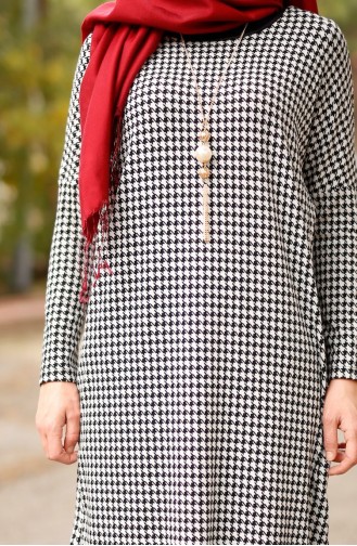 Tesettür Tunik HLY 8450-01 Siyah Beyaz