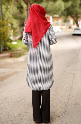 Tesettür Tunik HLY 8450-01 Siyah Beyaz