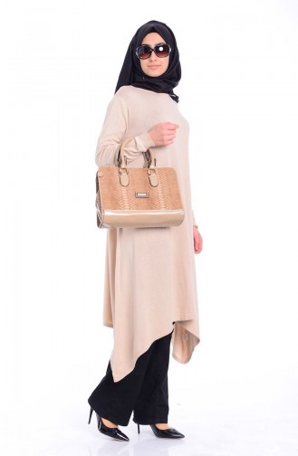 Tesettür Triko Tunik 3610-02 Bej