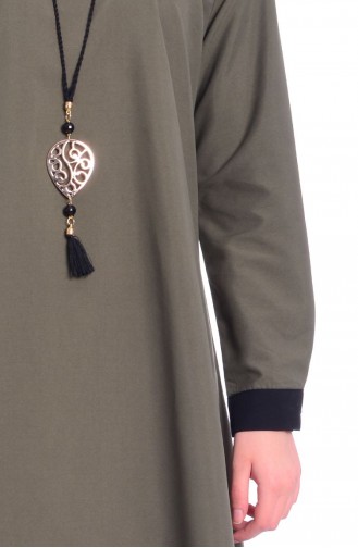 Tesettür Büyük Beden Tunik WB 4848-05 Haki Yeşil