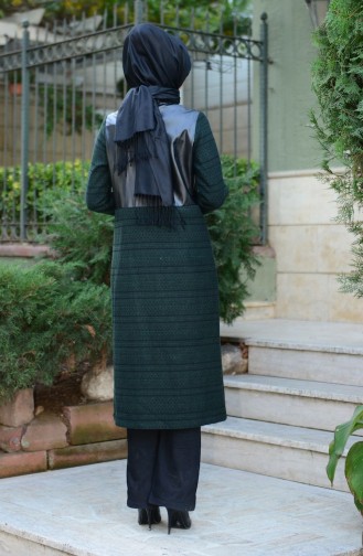 Tesettür Hırka CRN 5111-02 Yeşil Siyah