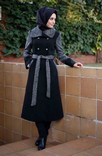 Tesettür Kaban FY 72385-01 Siyah Gri