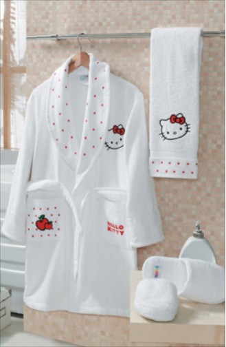 Hello Kitty Genç Bornoz Seti 12-18 Yaş Small Beyaz 8680616003521