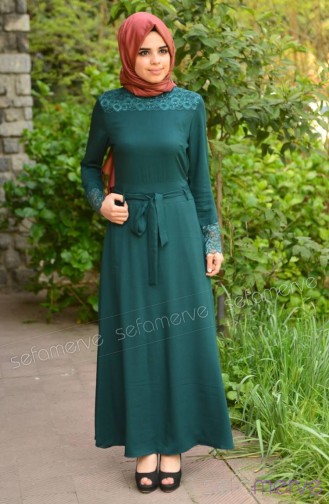 Hijab Dress 5003-02 Emerald Green 5003-02
