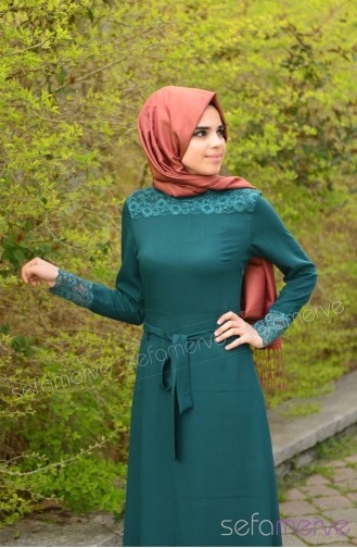 Hijab Dress 5003-02 Emerald Green 5003-02
