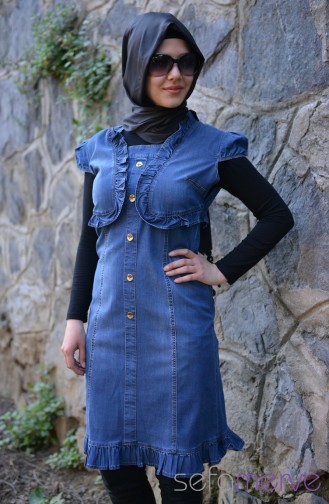 Blau Hijab Kleider 6059-01