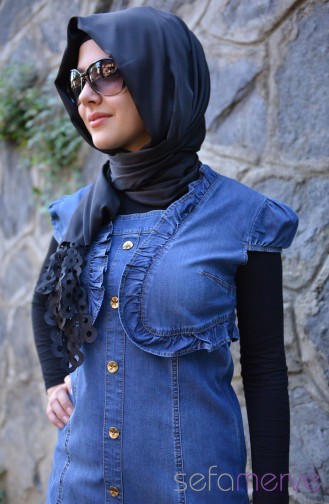 Blau Hijab Kleider 6059-01