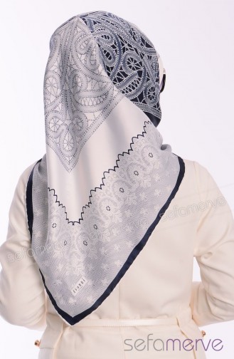 Sefamerve Akasya Scarf 04 Navy-White 04
